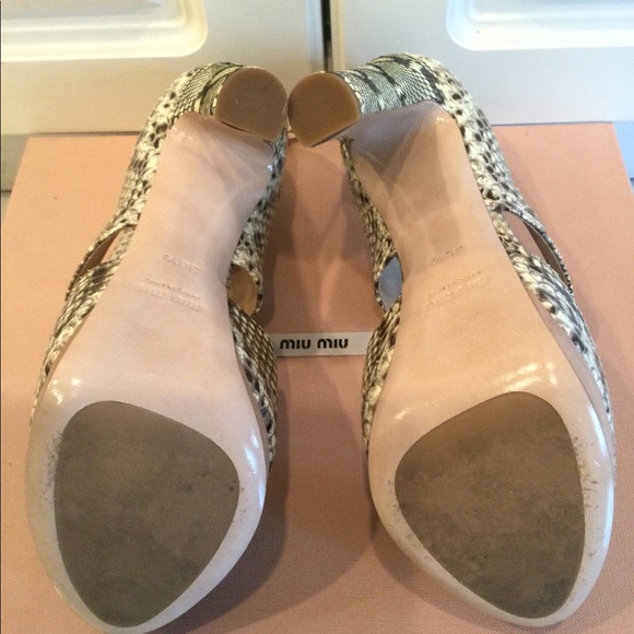 MIU MIU Python Snake Platform Peep Toe Heels - Picture 4 of 8